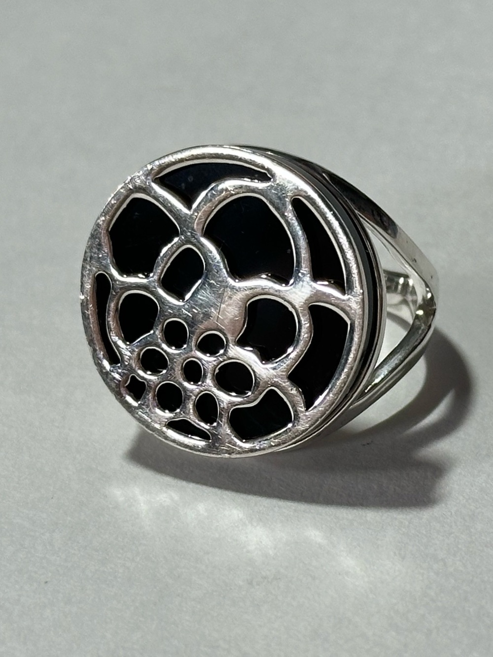 Silpada Size 9 Black & Silver Floral Cutout Ring Interchangeable 925 Sterling